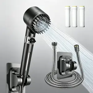 High-Pressure Filtered Shower Head with 3 Spray Modes, Handheld Shower Set with Hose, Bracket, and 3 Filters, Water-Saving Bathroom Shower, Shower System