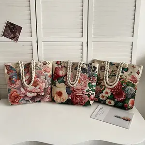 Double Sided Jacquard Embroidered Canvas Tote Bag