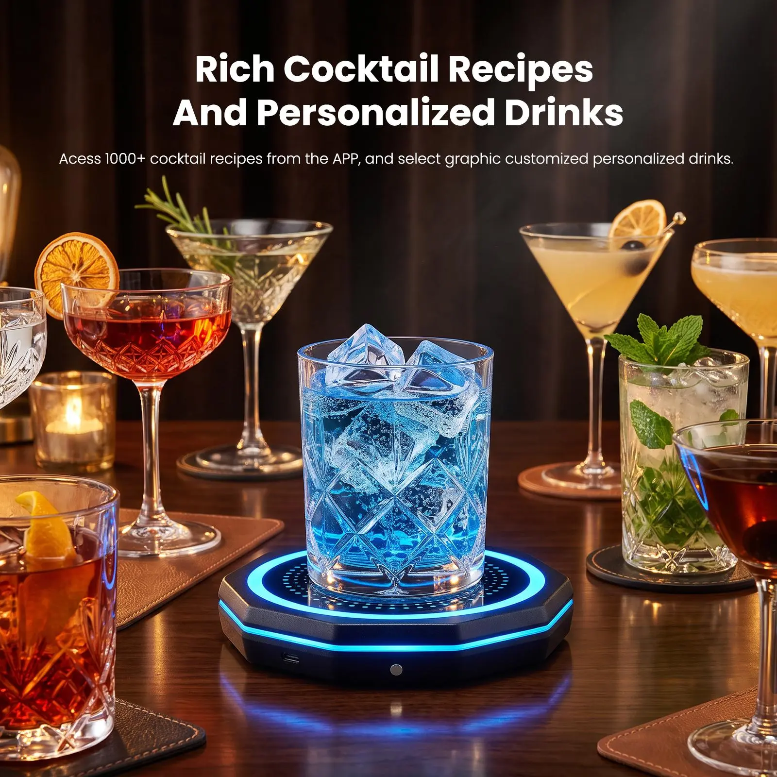 【HotSeller】New Arrival Smart Coaster 2.0 - App-Controlled Portable Automatic Cocktail Maker & Drink Mixer, Kitchen Coaster with 1000+ Cocktail & Mocktail Recipes