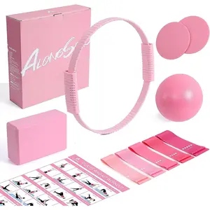 Pilates Kit for Women, 13.7in  Pilates Ring with 5 Resistance Bands, 1 Yoga Ball, 1 Yoga Block, 2 Core Sliders, Video Guide for Full   Workouts