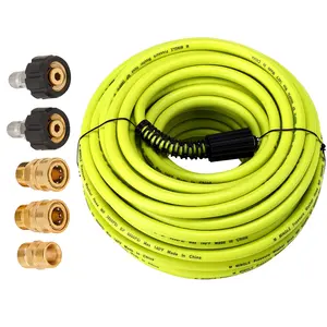 M MINGLE Pressure Washer Hose 100 FT x 1/4" - Replacement Power Wash Hose with Quick Connect Kits - High Pressure Hose with M22 14mm Fittings - 3600PSI，Christmas gifts