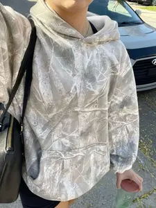 Women's Fall Winter Hooded Sweatshirt, Camouflage Print Pullover, Thickened Long Sleeve Loose Fit, Casual Everyday Outdoor Wear, Camouflage Hoodie