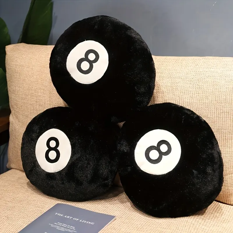Realistic Billiard Ball 8-Ball Filled Pillow, Soft Round Cushion for Home Bed Sofa Decor, Decorative Cushion, Comfortable Sleeping Pad