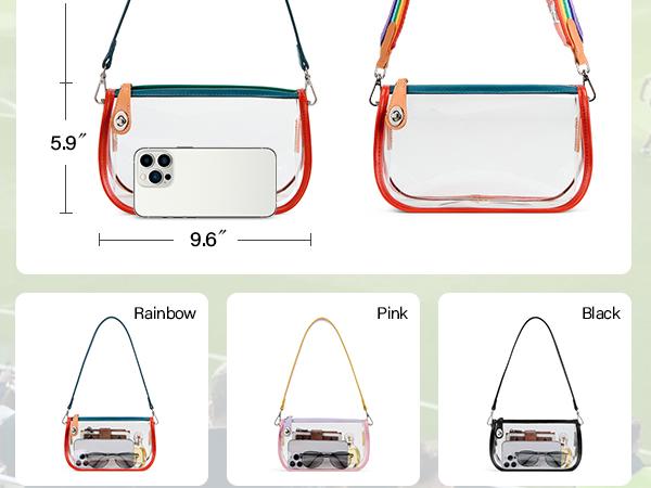 CLUCI TikTokShopSpringGlowUp Clear Bags for Women,Small Clear Purse,Clear Crossbody Bag,Clear Shoulder Bag for Concerts Sports Events Festivals
