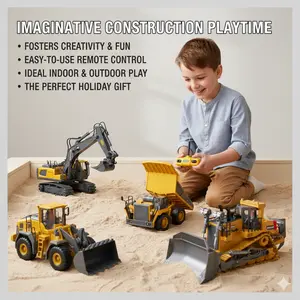 4pcs/3pcs/2pcs Remote Control Engineering Vehicle Set 2.4G High-Tech 11-Channel RC Excavator Dump Truck & Bulldozer Part Metal & Plastic Construction Toy Car Kit Ideal for Indoor & Outdoor Play