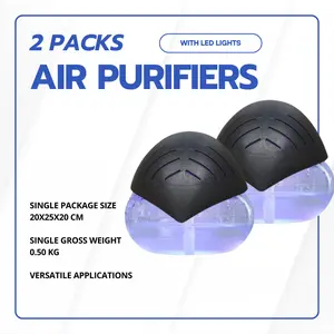 2 Packs Air Purifiers with LED Lights for Bedroom, Humidifier Room Appliances, Water Filter Air Purifier for Home, Aroma Diffuser with LED Light