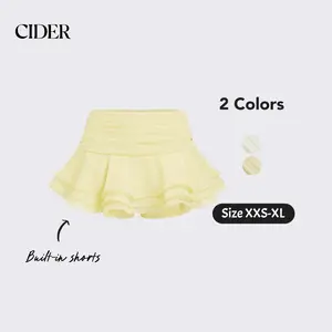Cider Chiffon Low Rise Ruffle Hem Layered Mini Skort With Built-in Shorts Summer Vacation Womenswear Dealsforyou