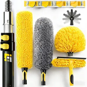 20 Foot High Ceiling Duster Kits with 5-12ft Heavy Duty Extension Pole, High Reach Duster for Cleaning,Microfiber  Duster,Cobweb Duster,Ceiling Fan Duster,Window  & Cleaner