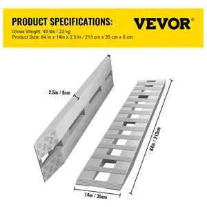 【Super Brand Day】VEVOR 84*14*2.5 Inch Aluminum Ramps 6000LBS Capacity Car Trailer Truck ATV Ramps 1 Pair 2 Ramps,DEALS FOR YOU