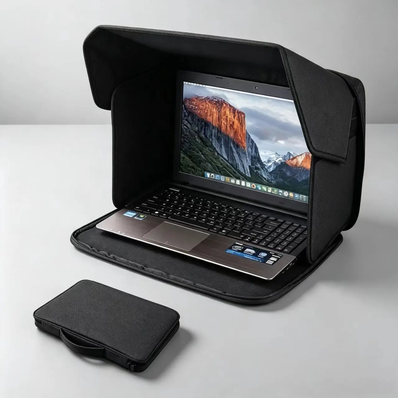 2 In 1 Laptop Sun Shade Case Portable Anti Glare Privacy Screen Visor Foldable Laptop Carrying Bag For Outdoor Working