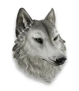 `Remus` Gray Wolf Head Mount Wall Statue Bust 16 In.