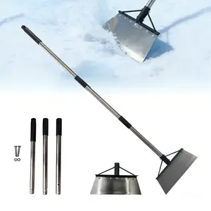 Garden Flat Shovel - Snow Ice Scraper,Multifunctional Garden Cleaning Shovels, Heavy Duty Floor Scrapers Long Handle,Metal Weeding Scraper for Lawn Edging, Snow Ice Removal