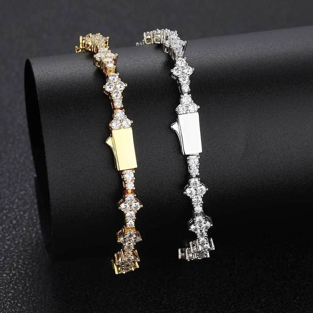 Shiny Cross Bracelet, 6.5mm Tennis Bracelet for Women & Men, Fashion Jewelry for Holiday & Daily Wear