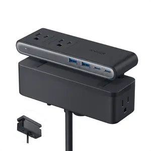 [live only] Anker Nano Power Strip, Desk Clamp with 1500J Surge Protection,5 ft Extension Cord, 70W Max Gaming Desk Accessory, 6 AC, 2 USB A, 2 USB C, Home Office Essential, Fitts 0.6 - 1.8" Tabletop Edge