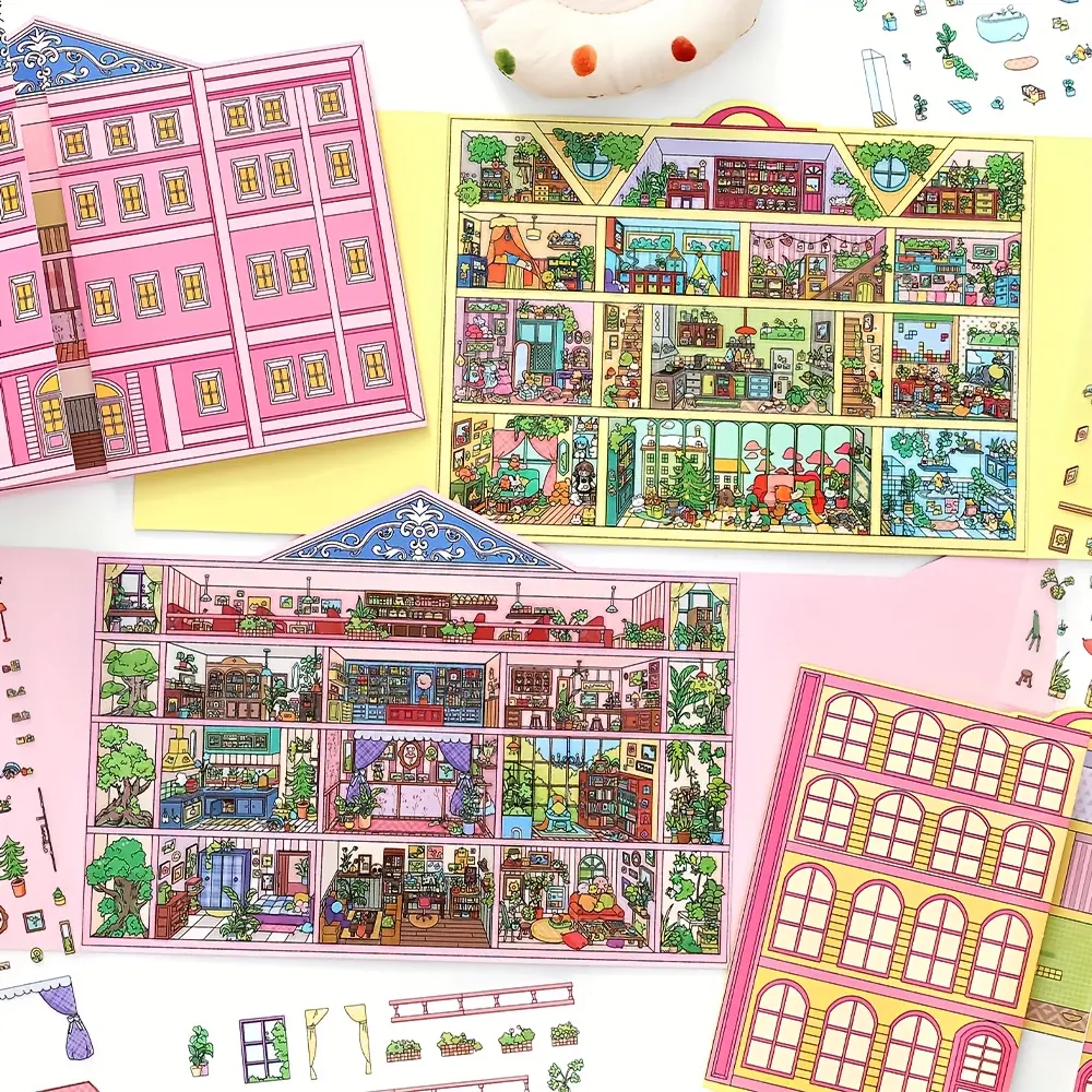 4PCS Small Size Scene Sticker Set , Opening Today Vol.20, 3D mininature sticker