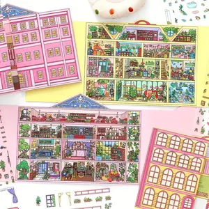 4PCS Small Size Scene Sticker Set , Opening Today Vol.20, 3D mininature sticker