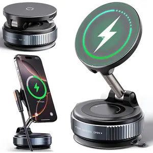 Wireless charging vacuum suction cup phone holder, 360° adjustable suction cup phone mount, suitable for car dashboards/windshields, compatible with iPhone 17/16/15/14/13/12