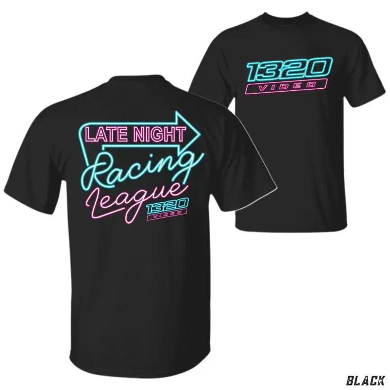 Video Racing T-shirt , Neon Light Graphic , Late Night Racing League Theme , High-Quality Cotton Fabric , Stylish and Comfortable , Perfect for Car Enthusiasts Menswear Top Sport Streetwear Soft