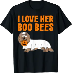 I Love Her Boo Bees Halloweenie Halloween Matching Couples T-Shirt - Robynreede Shop 88B0DG8Y8BNX