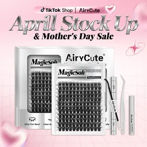 MagicSoft Volume Lashes | AiryCute DIY False Eyelashes for Bold Dramatic Look Unstoppable Bestseller You've Been Waiting For | Lashes with Ultra-Dense, Waterproof, Long-Lasting Lashes | Magic | Beginner-Friendly DIY Lashes for a Flawless