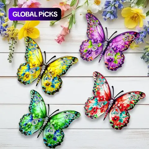 Metal Butterfly Wall Decor, 14-Inch Lifelike Modern Outdoor Fence Art, Home Hanging Decoration for Bedroom, Balcony & Garden #GLOBAL PICKS