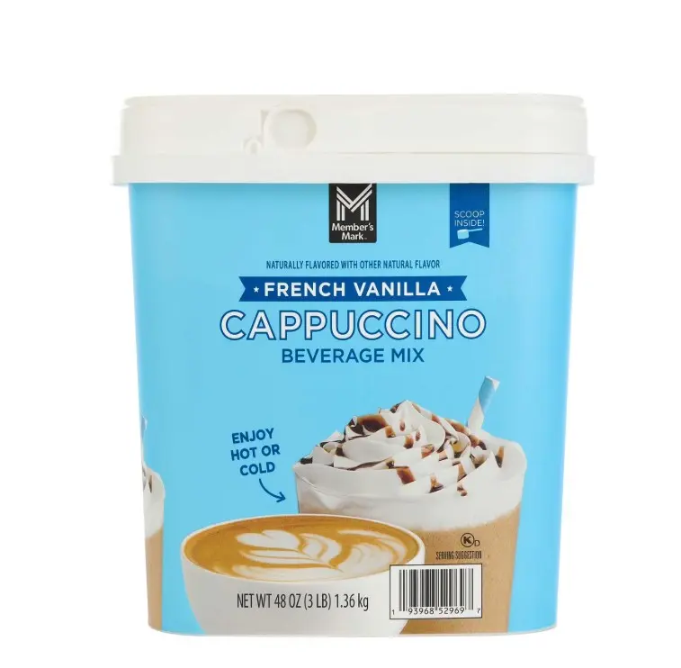 Member's Mark French Vanilla Flavor Cappuccino Beverage Mix, 48 oz, Made with Arabica Coffee, Suitable for Hot or Cold Preparation