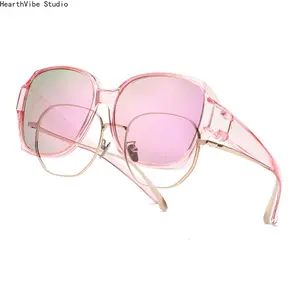 Unisex Oversized Geometric Polarized Fit-Over Sunglasses - UV400 Anti-Glare Protection, Bold Angular Frame, Lightweight Flexible Design, Ideal for Prescription Glasses Overwear, Modern Trendy Sunglasses for Driving & Outdoor Activities, Polarized Sunglass