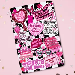 Pink and Black Checkered Holographic Cardstock Clear Case Insert for Kindle | Romance Book Lover Gift | Bookish Stickers for Kindle | Kindle Decorating Accessories | Booktok Smartphone Aesthetic Cover | Hot Pink