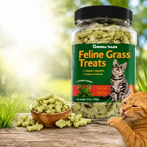【NEW】LVGCFT   Cat Grass Treats Natural Salmon FlavorHealthy Cat Snacks Training Biscuits Catnip for Cats Dentaland Hairball Control Treats Remedy Chews