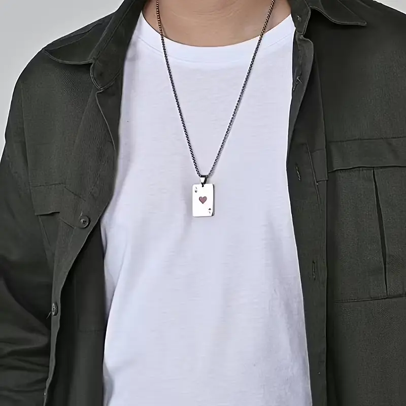 Ace of Hearts and Spades Necklaces, Playing Card Inspired Pendant Necklaces, Unique Couples Jewelry, Edgy Statement Necklaces for Men and Women
