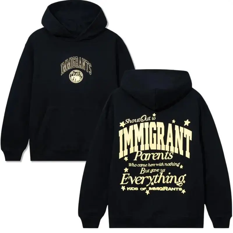 Immigrant Parents Hoodie – Kids of Immigrants Graphic Pullover Sweatshirt for Men Women, Streetwear Casual Inspirational Gift