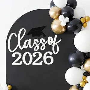 Felt Class of 2026 Backdrop Sign, 2026 Graduation Decorations for Balloon Arch & Photo Props, Multi-Size Easy-Removal Congrats Grad Decal with Glue Dots, Festive Party Supplies