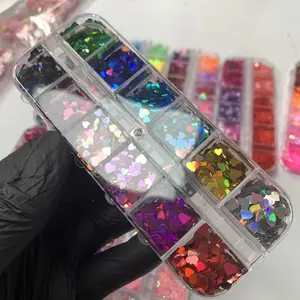 Heart Shape Holographic Glitters mixed sizes for Valentine's Day Nails Design - New 20220204-01