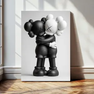 Kaws Figures Hugging Black and White | Home Decor Poster Unframed