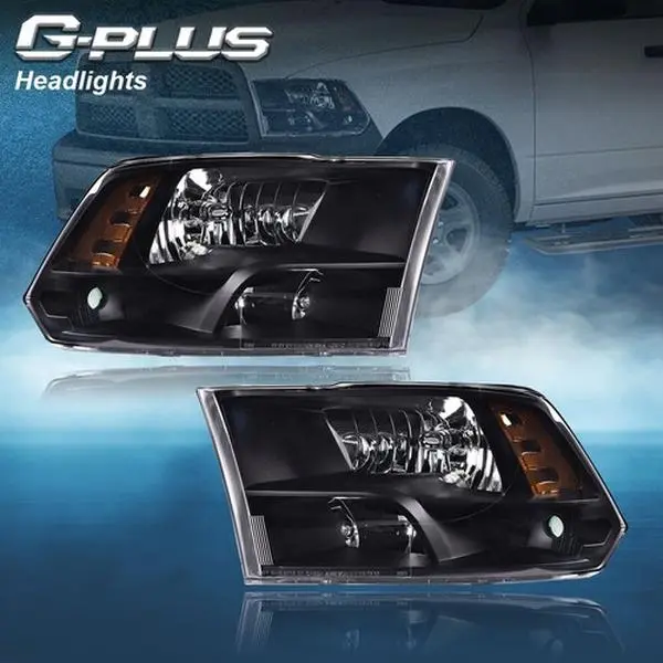 G-PLUS Headlights for 2009-2018 Ram 1500 2500 3500 Black Housing Clear Corner Headlights Pair