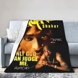 Tupac 2Pac Blanket Hip-Hop Icon Tribute With Flannel Embedded Pattern, Cozy Warm Bed Blanket For Home Decor, Sofa Use, Travel Adventures, Camping, And Fan Collectibles