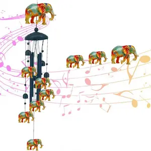 Elephant Aluminum Wind Chime, Garden Decorative Ornament, Moving Gift, Metal Wind Chime for Indoor Outdoor, Patio Balcony Lawn