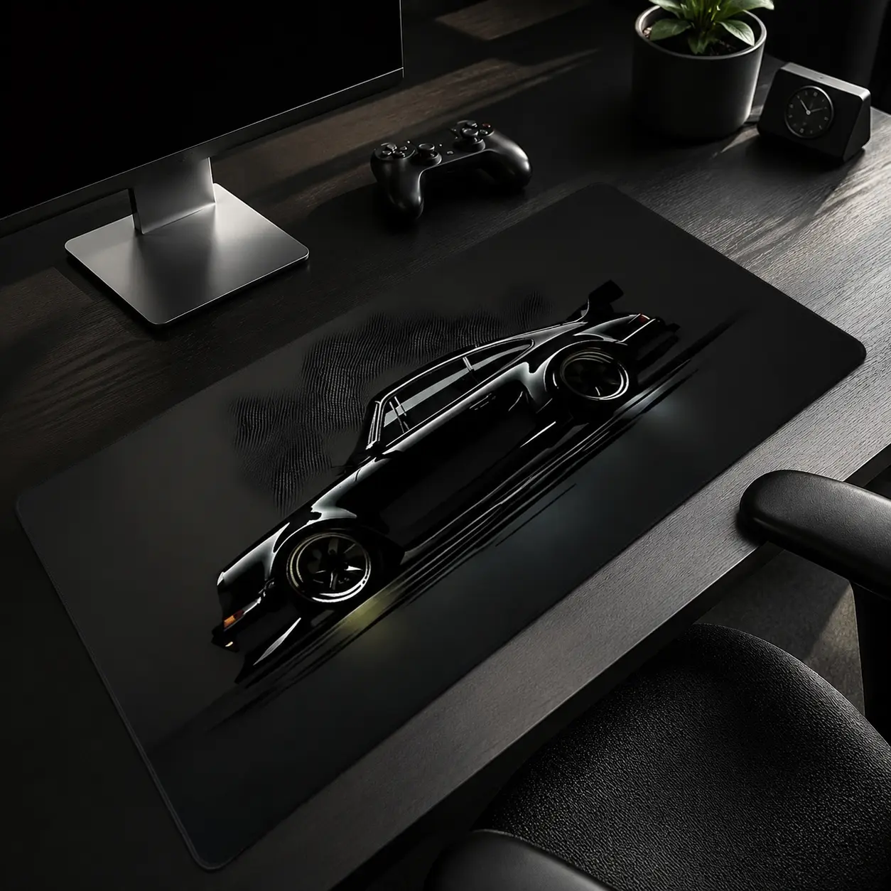 Edgy Black Car Speed Aesthetic Art Large Gaming Mouse Pad, Computer Mouse Pad, Stylish Desk Protector with Non-Slip Rubber, Multi-Size for Laptop & Desktop Use, Extended Mousepad, Mouse Mat, Desk Accessories