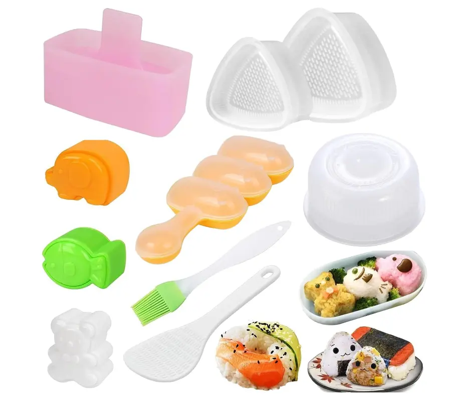 10Pcs PP Plastic Nonstick Animal Shaped Onigiri Mold Kit - Large Triangle Rice Ball Press, Spam Musubi Maker, Sushi Rolling Mat, Bumpy Dots Rice Scoop Kitchen Utensils for Picnic Lunch Bento, Home DIY (Home Improvement), Diy Kit, Animal Shapes