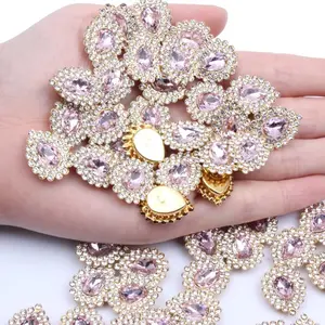 30 Pcs Sew On Rhinestone 7x10mm Tear Drop Flatback Crystal Glass Metal Gold Setting Gems for Wedding Clothes Dress Jeans Crafts Decoration