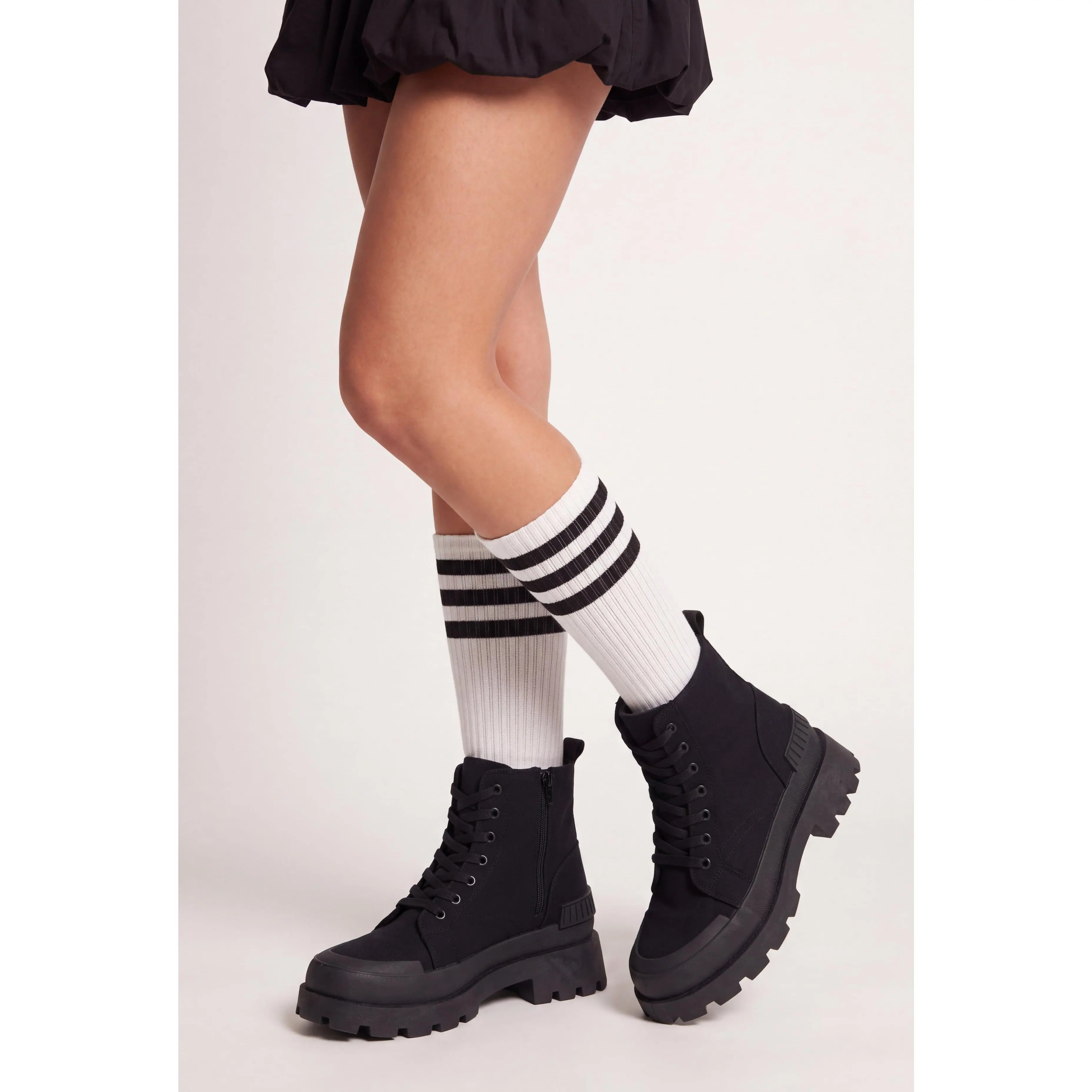 Canvas Lug Sole Combat Boots