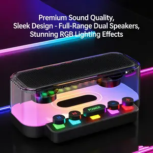 Smart Bluetooth-compatible Speaker with Bass Boost, Rechargeable Home Audio, Wireless Stereo Sound, Colorful LED Atmosphere Light, RGB Breathing Lamp