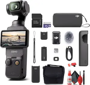 DJI Osmo Pocket 3 Creator Combo, 4K/120fps Video 3-Axis Stabilization, Handheld Vlogging Camera with Rotatable Touchscreen Mic 2 (CP.OS.00000302.01) + 64GB Memory Card + Camera Bag + More