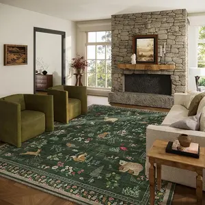Palohom Floral Area rugs 8x10 Non Slip Low Pile Lightweight Soft Faux Wool Stain Resistant Easy Care for Living Room Bedroom Kitchen Dining Room Hallway Entryway carpet