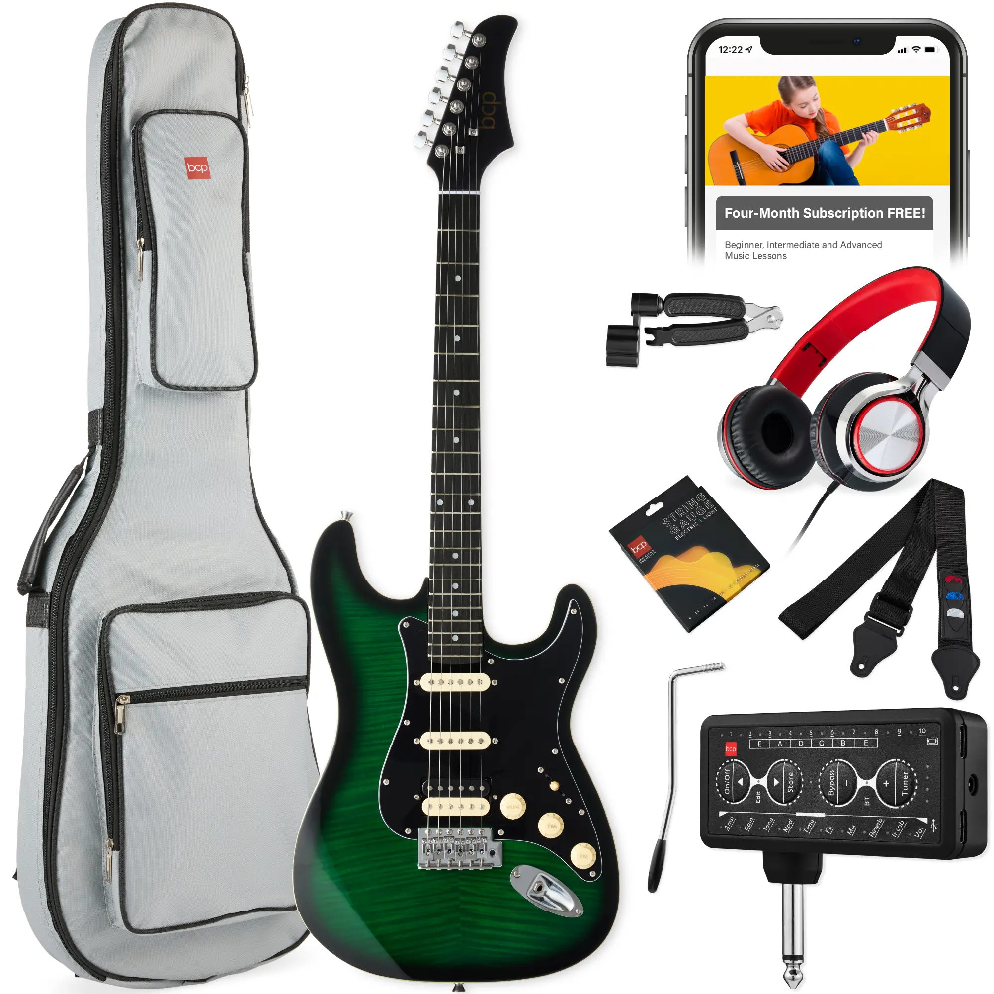 Best Choice Products Beginner Electric Guitar Kit w/ Headphone Amp, Padded Gig-Bag, Headphones Best Choice Products Beginner Electric Guitar Kit w/ Headphone Amp, Padded Gig-Bag, Headphones