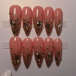 Ombre rhinestone press on nails