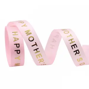 Happy Mother's Day Ribbon 10/50/100 Yard Bronzing Craft Ribbons Roll