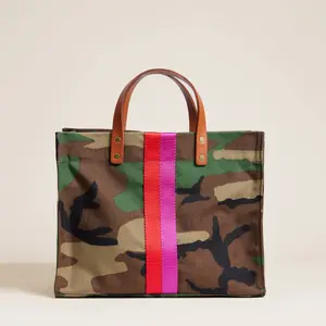 Medium Mimi - Nylon Camo with Pink & Red Stripe
