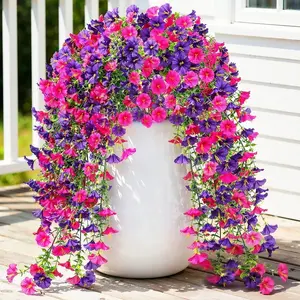 4pcs UV Resistant Artificial Hanging Flowers, Outdoor Faux Plants, Garden Decor, Garden Ornaments, Home Pots, Porches, Weddings, Easter, St Patrick's Day
