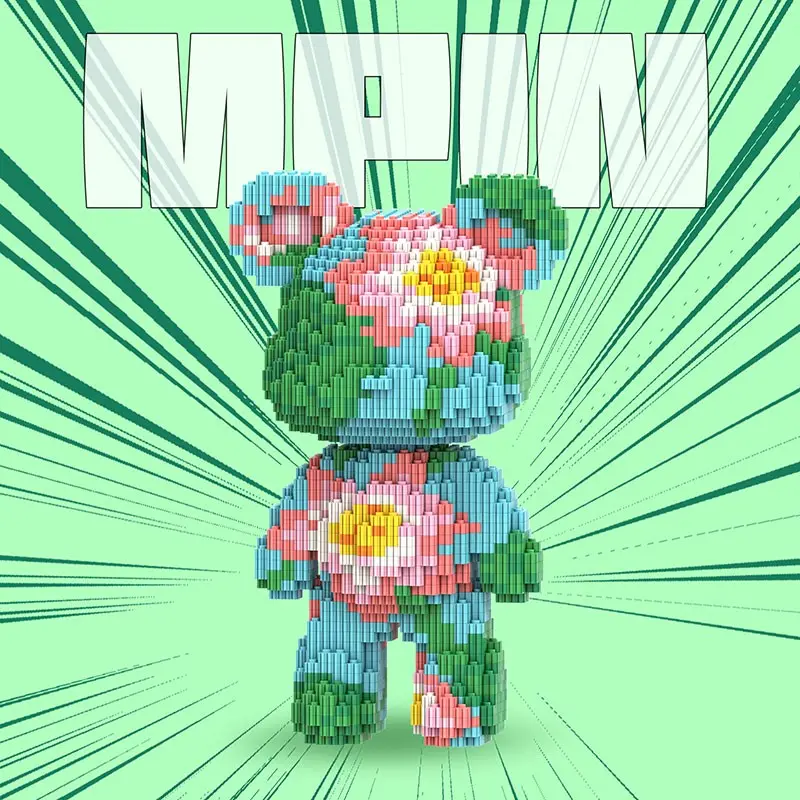 Building Block Toy Set, 25cm High Bear Construction Kit, Creative Building Blocks DIY Assembly Plaything, Unisex Gift Recommendation, Home Decor, Building Block Model
